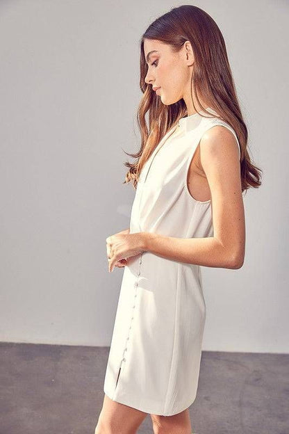 Collared Side Button Dress - us.meeeshop