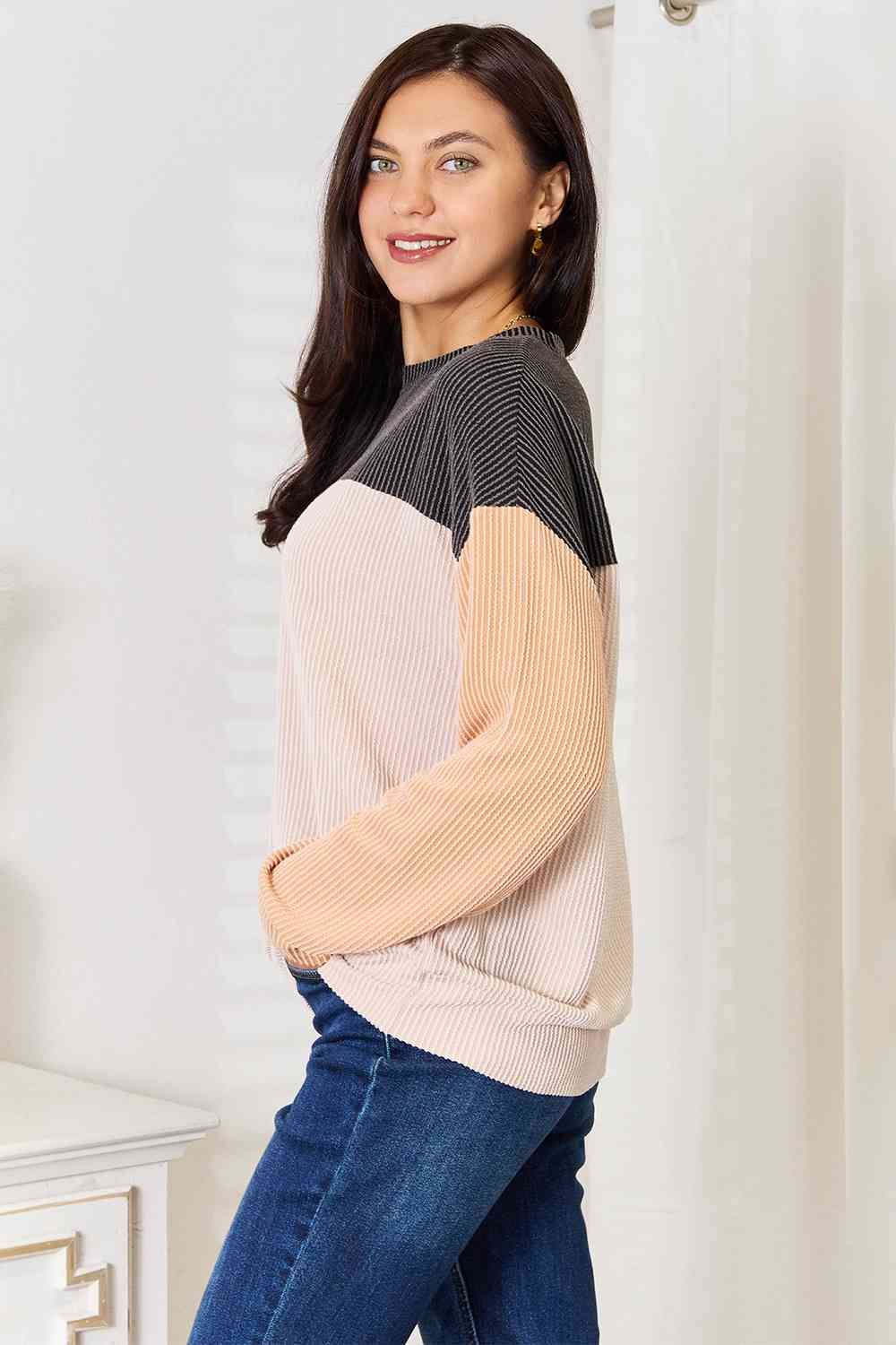 Color Block Dropped Shoulder T-Shirt us.meeeshop - 