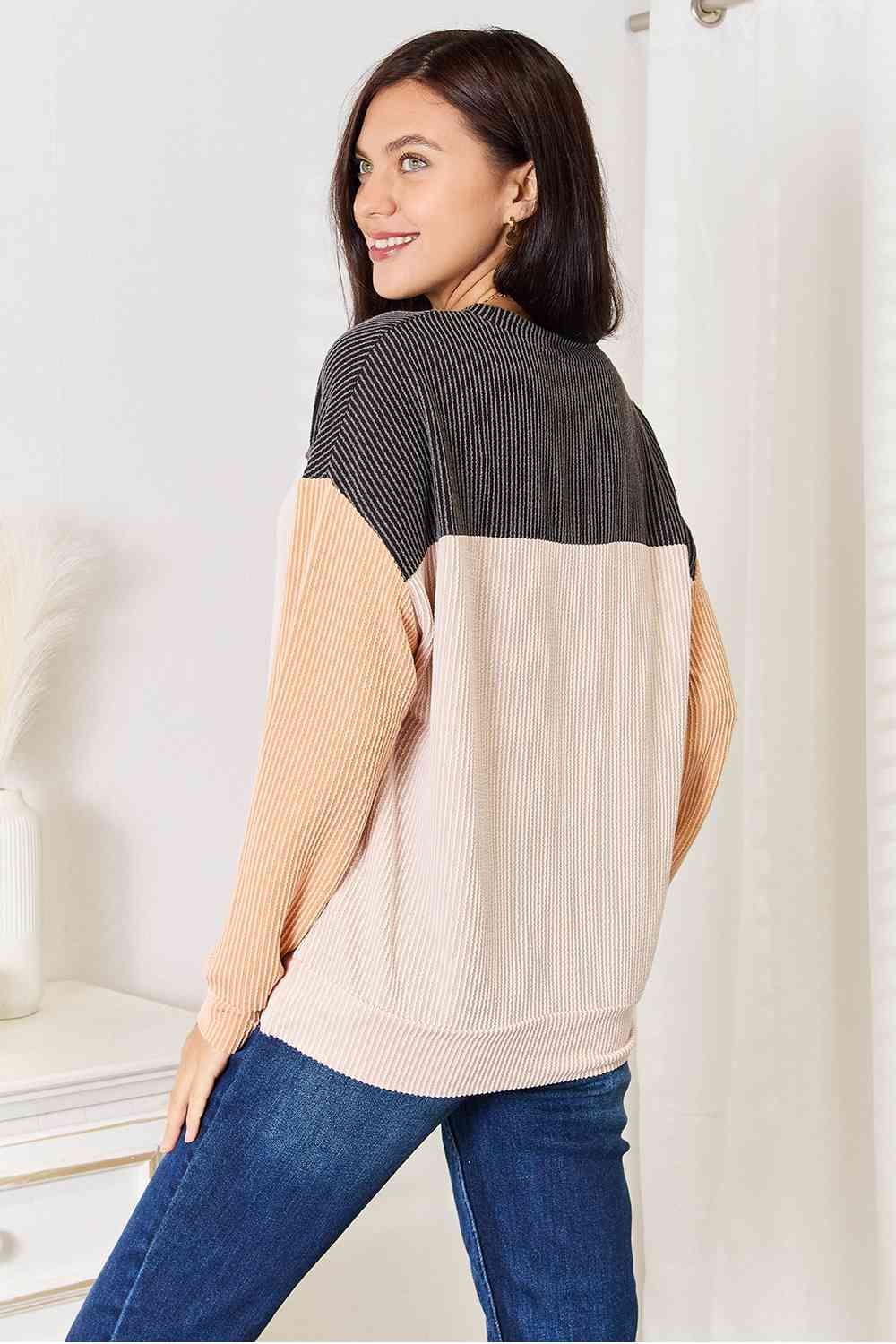 Color Block Dropped Shoulder T-Shirt us.meeeshop - 