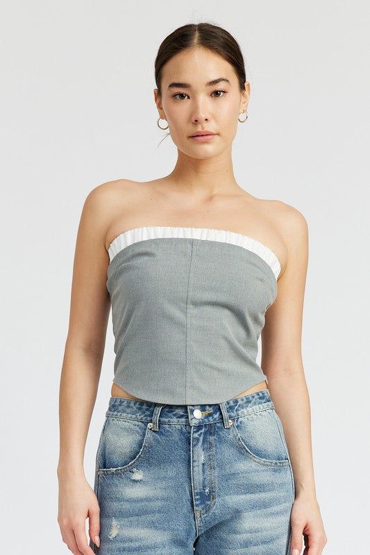 Contrasted Tube Top us.meeeshop - Shirts & Tops