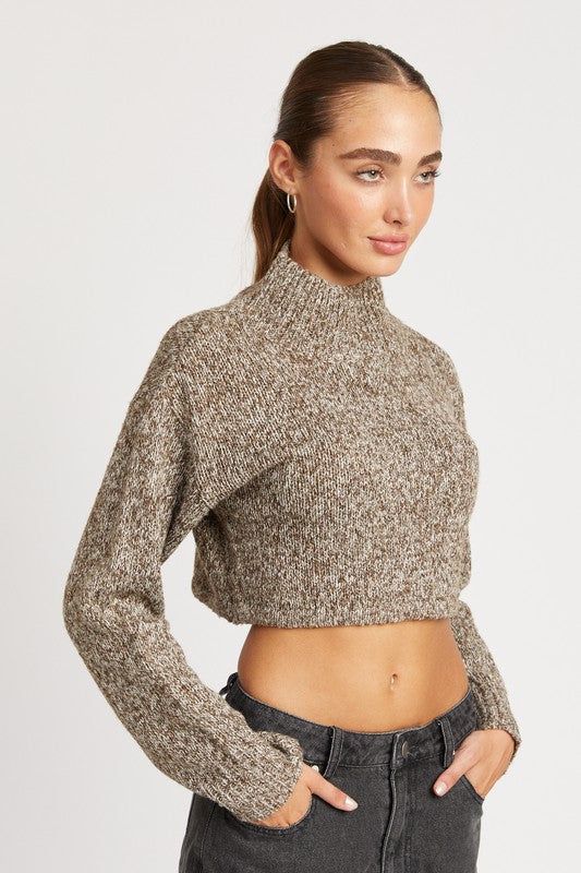 Contrasted Turtle Neck Crop Top us.meeeshop - 