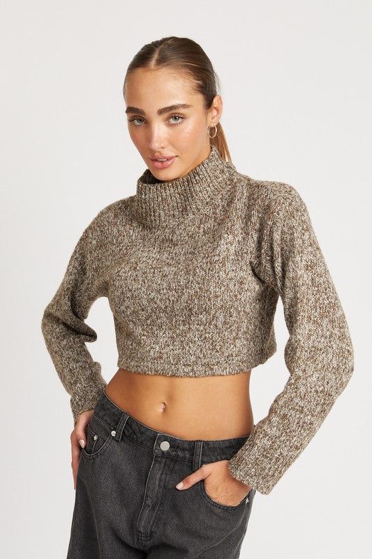 Contrasted Turtle Neck Crop Top us.meeeshop - Shirts & Tops