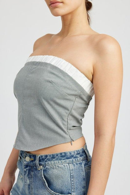 Contrasted Tube Top - us.meeeshop