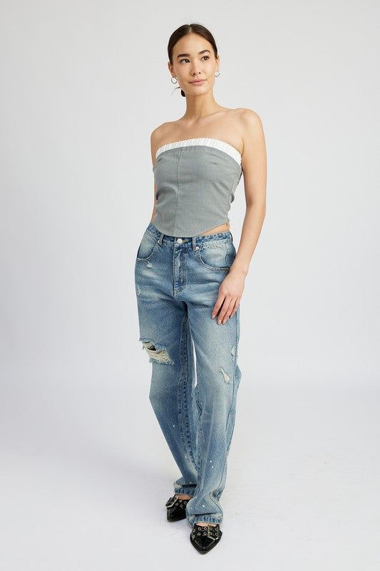 Contrasted Tube Top - us.meeeshop