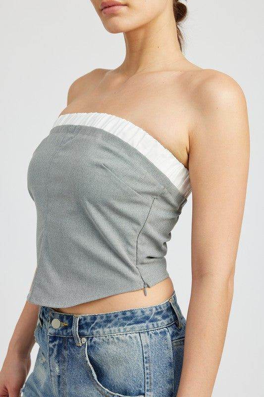 Contrasted Tube Top - us.meeeshop