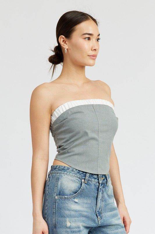 Contrasted Tube Top - us.meeeshop