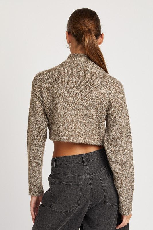 Contrasted Turtle Neck Crop Top - us.meeeshop