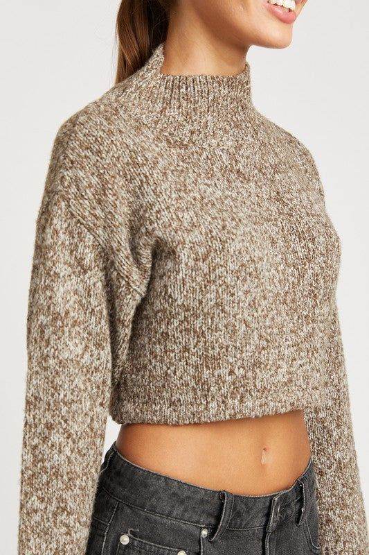 Contrasted Turtle Neck Crop Top - us.meeeshop