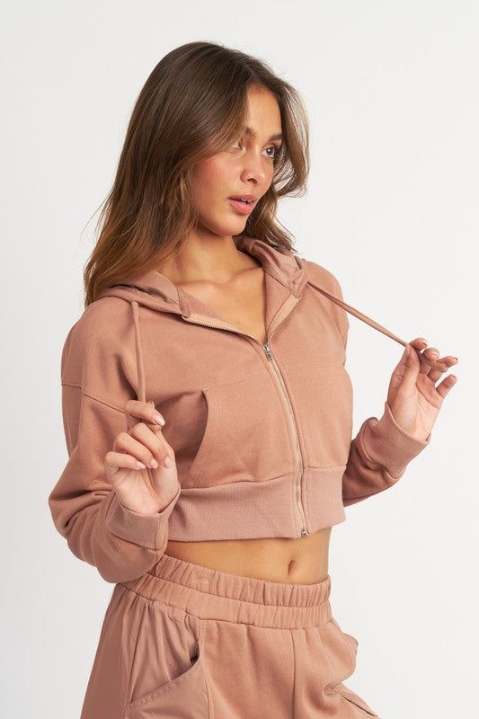 Contrasted Zip Up Hoodie - us.meeeshop