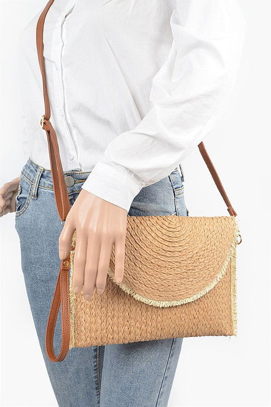 Convertible Straw Clutch Swing Bag - us.meeeshop