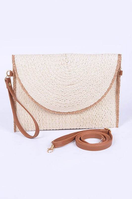 Convertible Straw Clutch Swing Bag - us.meeeshop