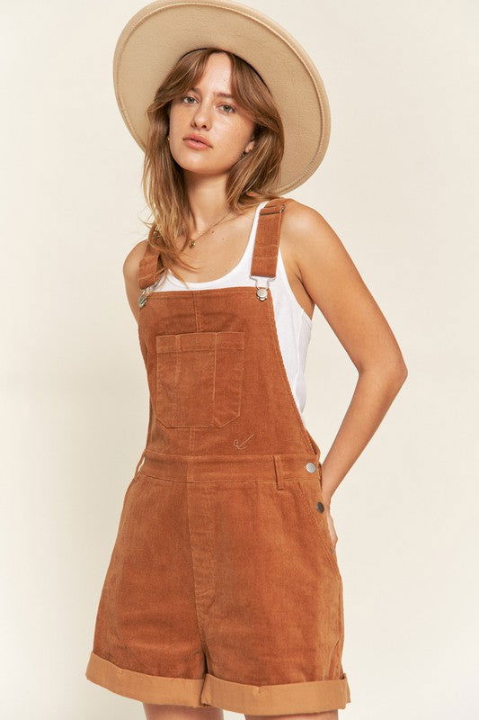 Corduroy Adjustable Shoulder Straps Overall Plus us.meeeshop - 