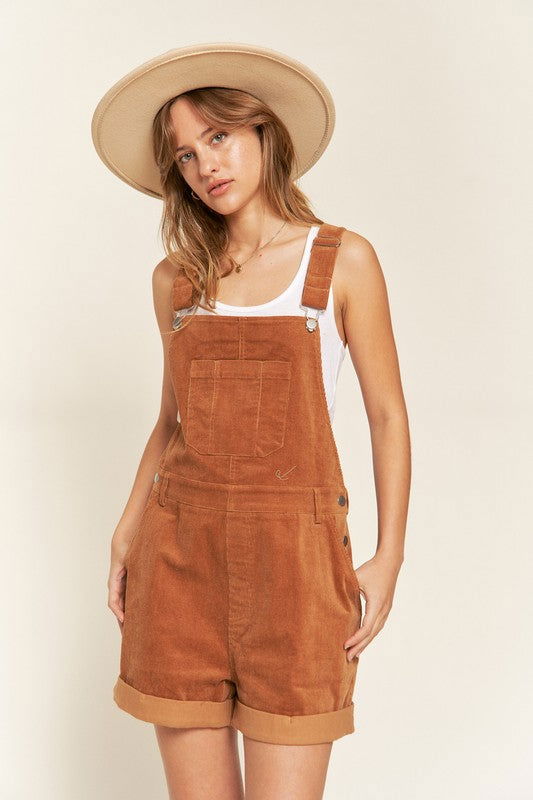 Corduroy Adjustable Shoulder Straps Overall Plus us.meeeshop - 