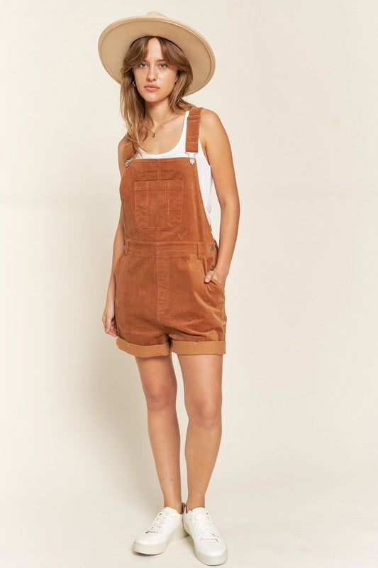 Corduroy Adjustable Shoulder Straps Overall Plus us.meeeshop - 