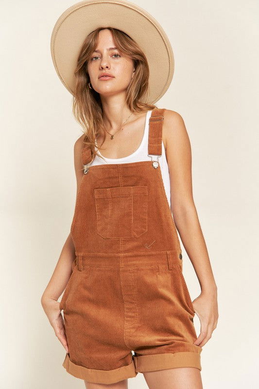 Corduroy Adjustable Shoulder Straps Overall Plus us.meeeshop - 