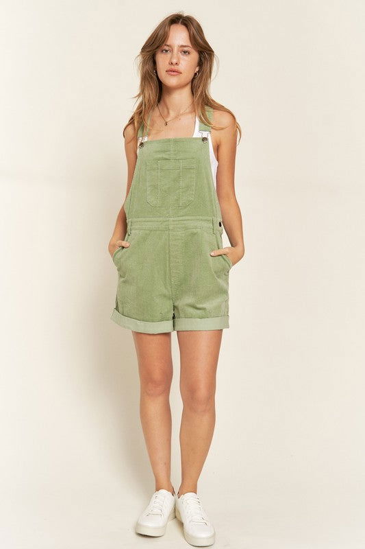 Corduroy Adjustable Shoulder Straps Overall Plus us.meeeshop - 