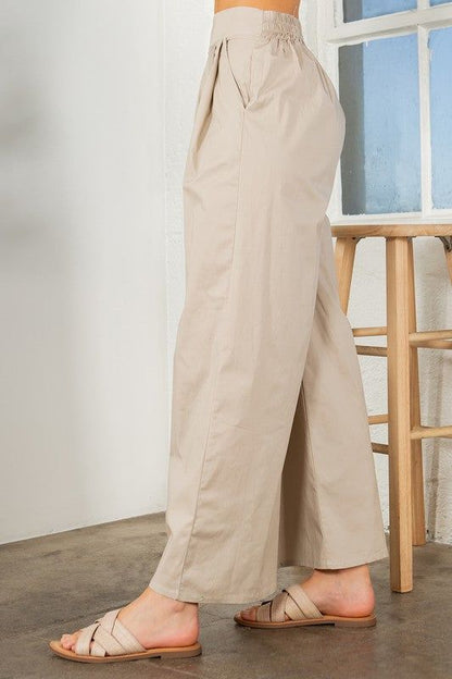 Cotton Wide Leg Pants with Side Pockets us.meeeshop - 