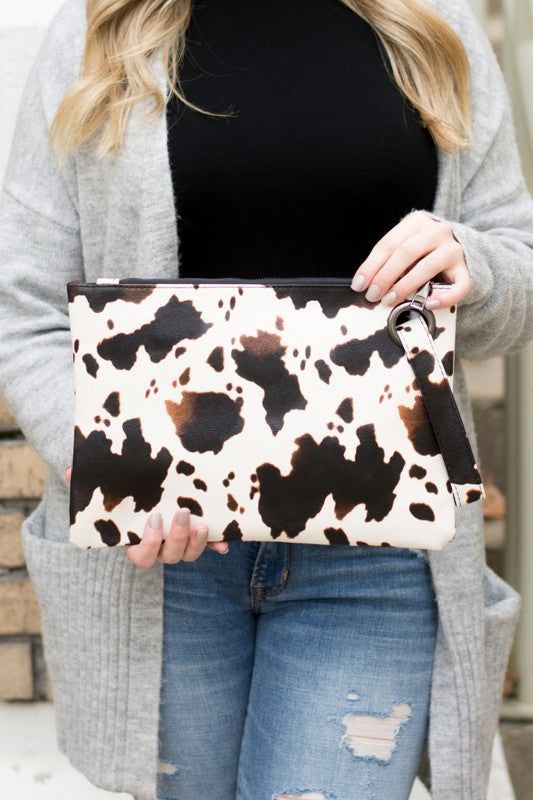 Cow Print Oversized Everyday Clutch us.meeeshop - Handbags