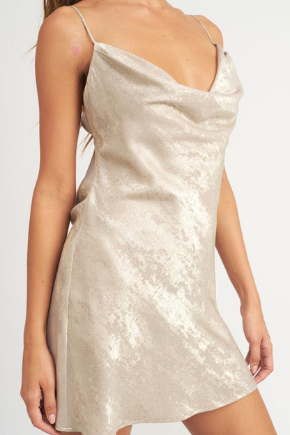 Cowl Neck Mini Slip Dress | us.meeeshop
