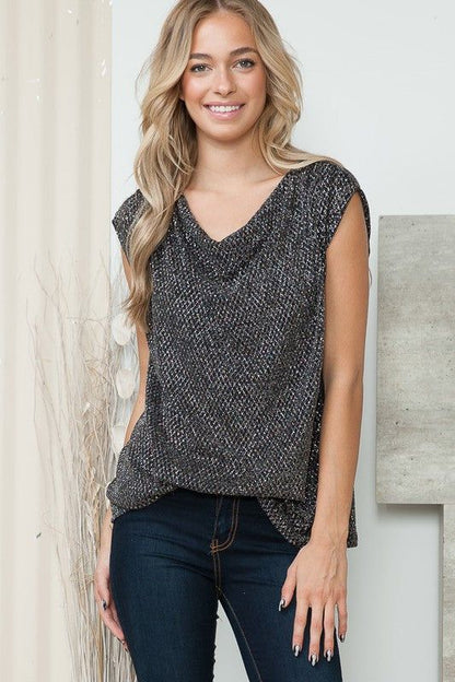 Cowl Neck Lurex Top | us.meeeshop