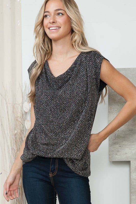 Cowl Neck Lurex Top - us.meeeshop