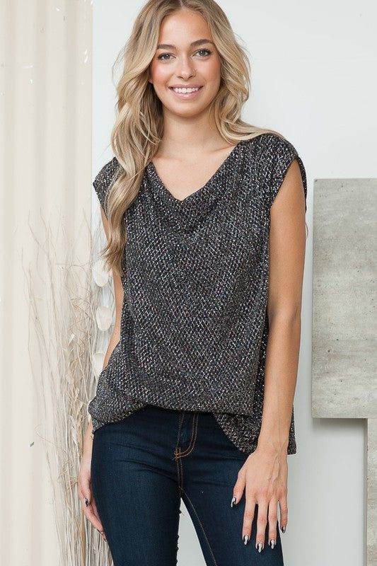 Cowl Neck Lurex Top - us.meeeshop