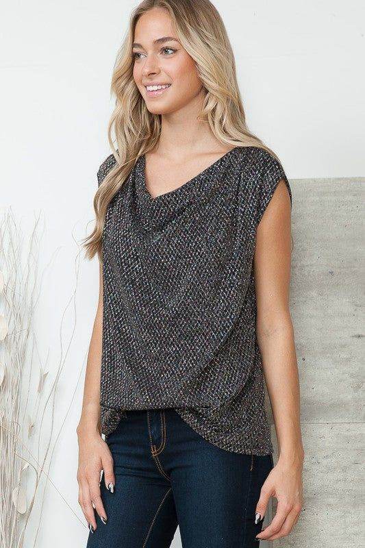 Cowl Neck Lurex Top - us.meeeshop