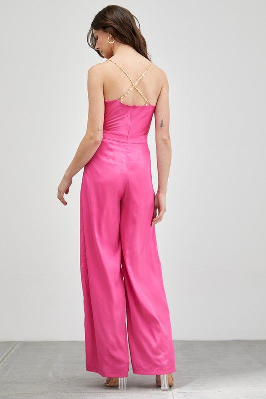 Cowl Neck Trim Detail Jumpsuit - us.meeeshop