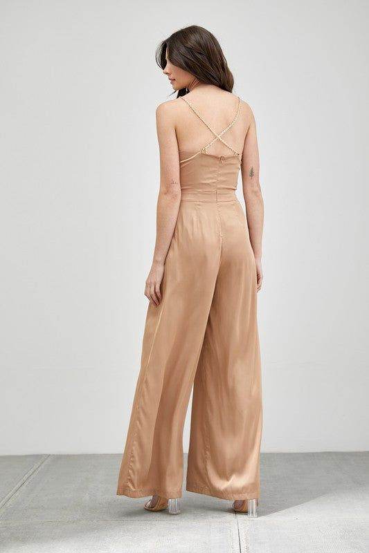 Cowl Neck Trim Detail Jumpsuit - us.meeeshop