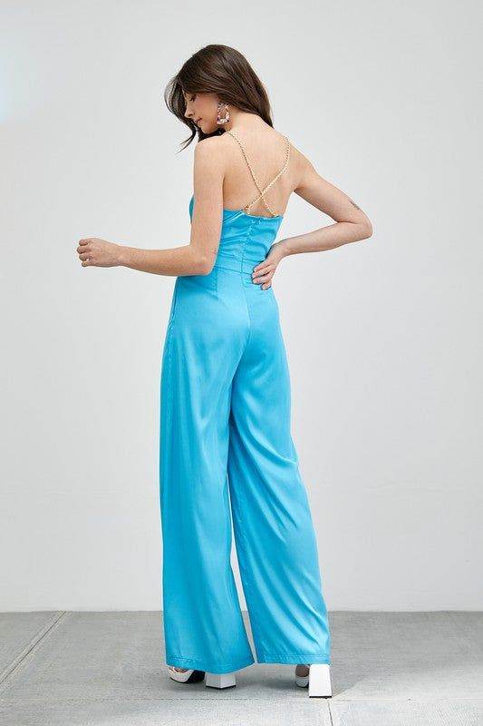 Cowl Neck Trim Detail Jumpsuit - us.meeeshop