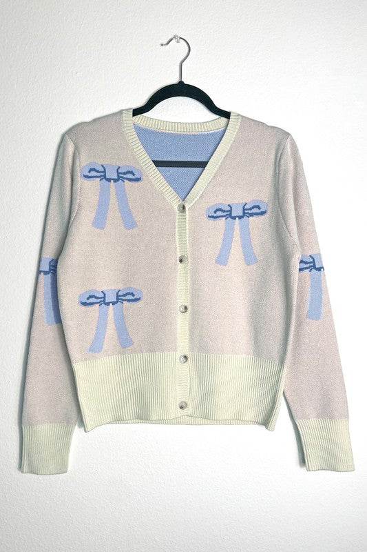 Cropped knit bow cardigan - us.meeeshop