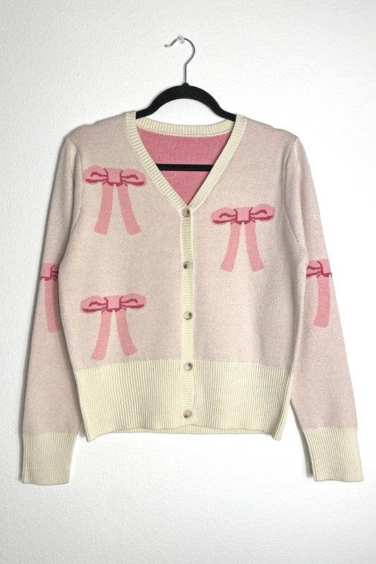 Cropped knit bow cardigan - us.meeeshop