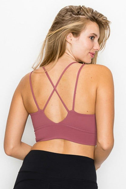 Cross Back Front Slit Sports Bra us.meeeshop - 