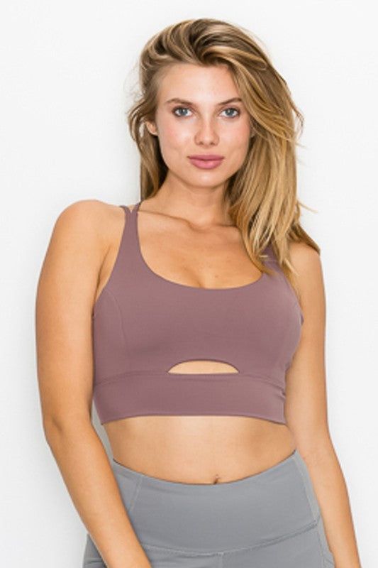 Cross Back Front Slit Sports Bra us.meeeshop - Activewear