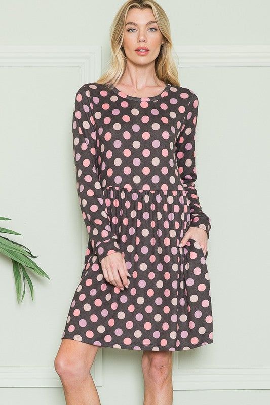 Cross Back Polka Dot Dress with Pockets us.meeeshop - 