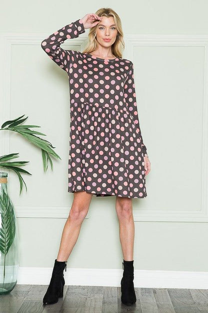 Cross Back Polka Dot Dress with Pockets us.meeeshop - 