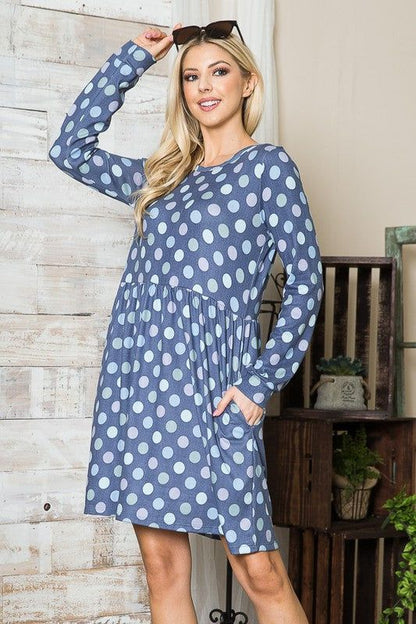 Cross Back Polka Dot Dress with Pockets us.meeeshop - 