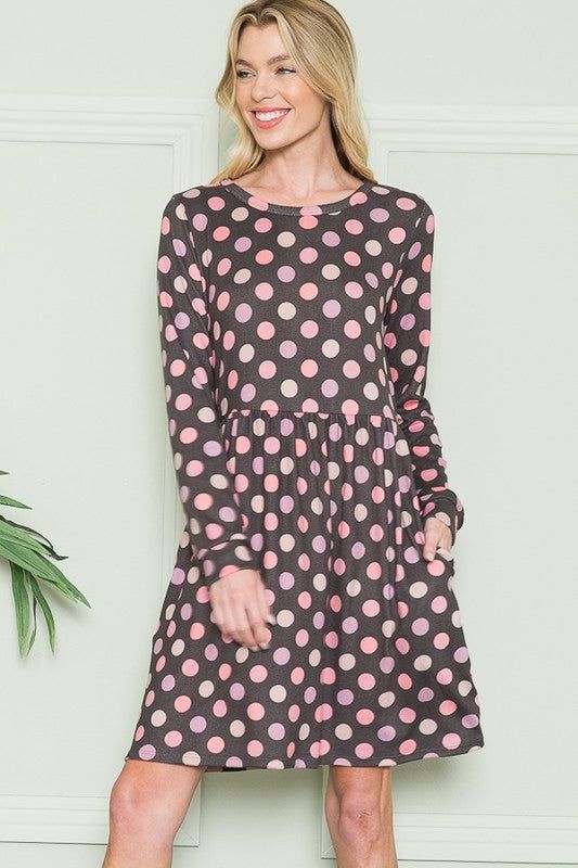 Cross Back Polka Dot Dress with Pockets us.meeeshop - 