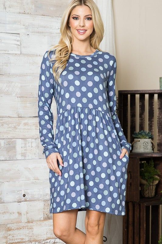 Cross Back Polka Dot Dress with Pockets us.meeeshop - 