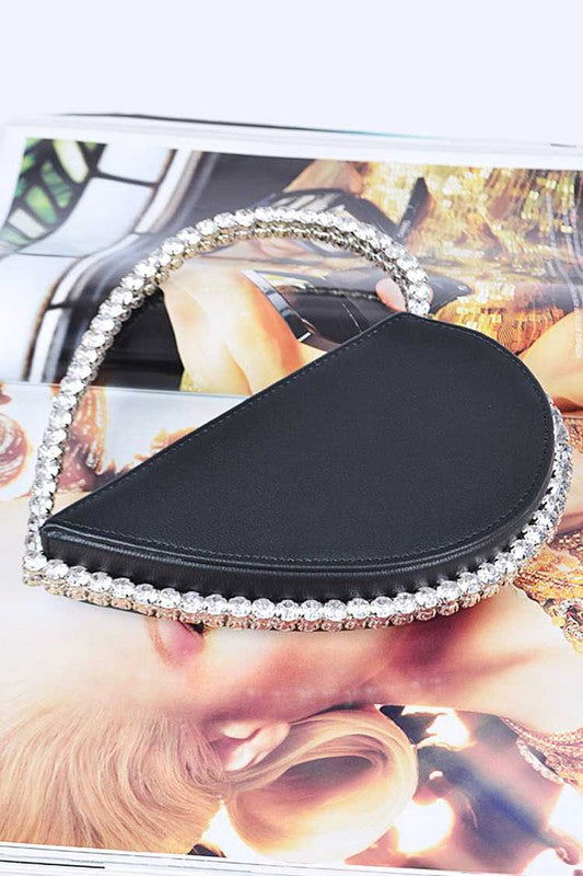 Crystal Handle Heart Clutch us.meeeshop - 