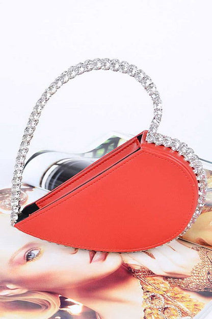 Crystal Handle Heart Clutch us.meeeshop - 