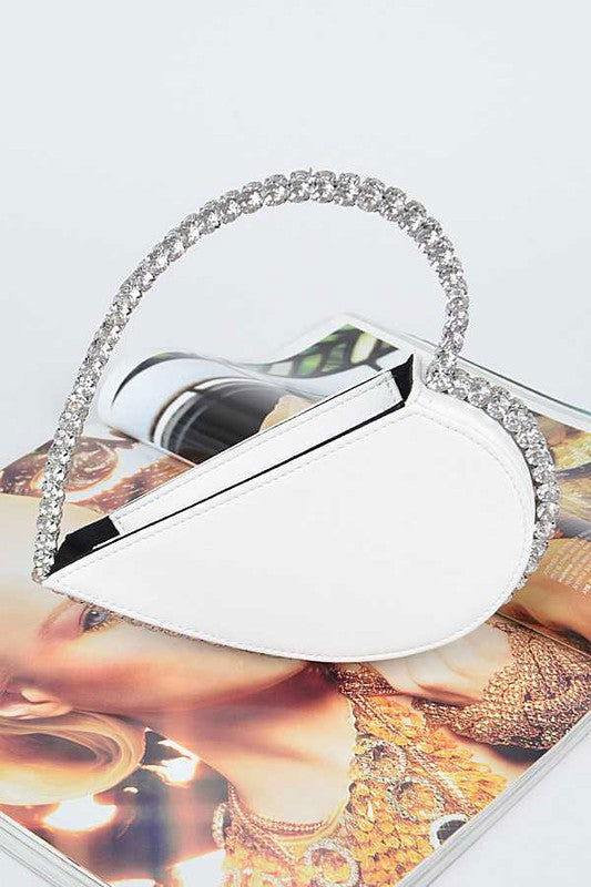 Crystal Handle Heart Clutch us.meeeshop - 