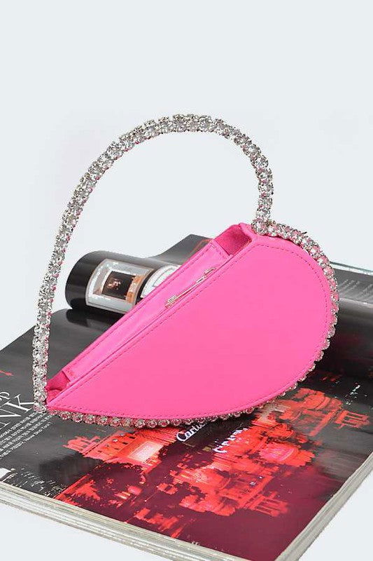 Crystal Handle Heart Clutch us.meeeshop - 