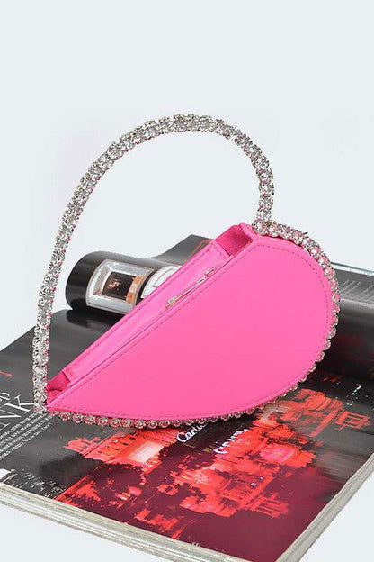 Crystal Handle Heart Clutch us.meeeshop - 