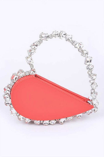 Crystal Handle Heart Shape Clutch us.meeeshop - Handbags