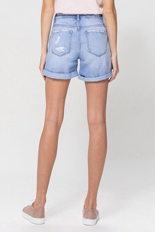 Women's VERVET Distressed Boyfriend Shorts W/Cuffs - us.meeeshop