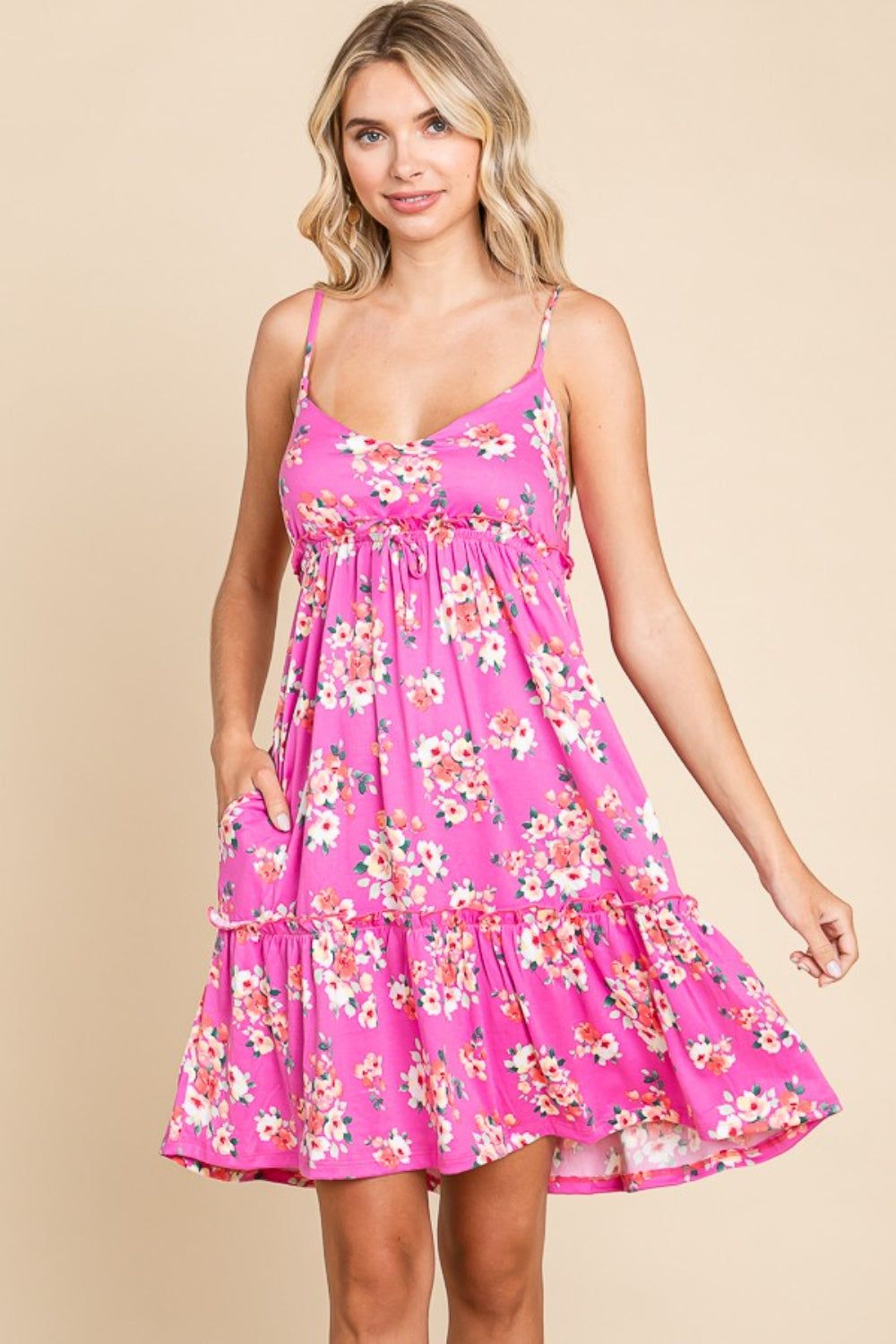 Culture Code Full Size Floral Ruffled Cami Dress us.meeeshop - Dresses