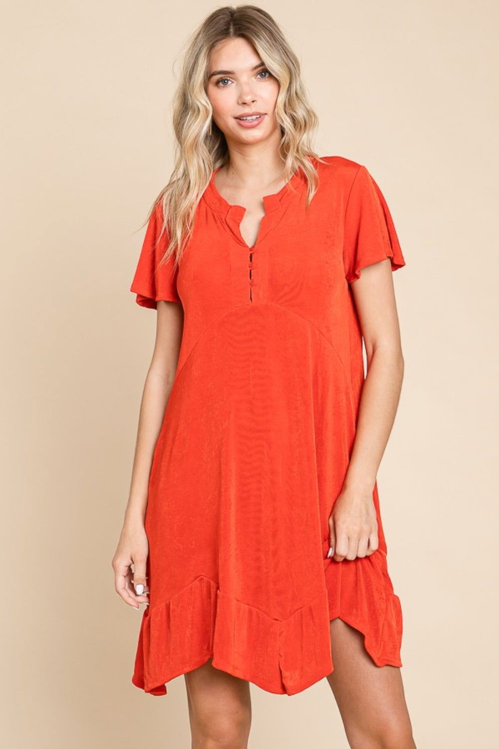 Culture Code Full Size Notched Short Sleeve Dress us.meeeshop - 