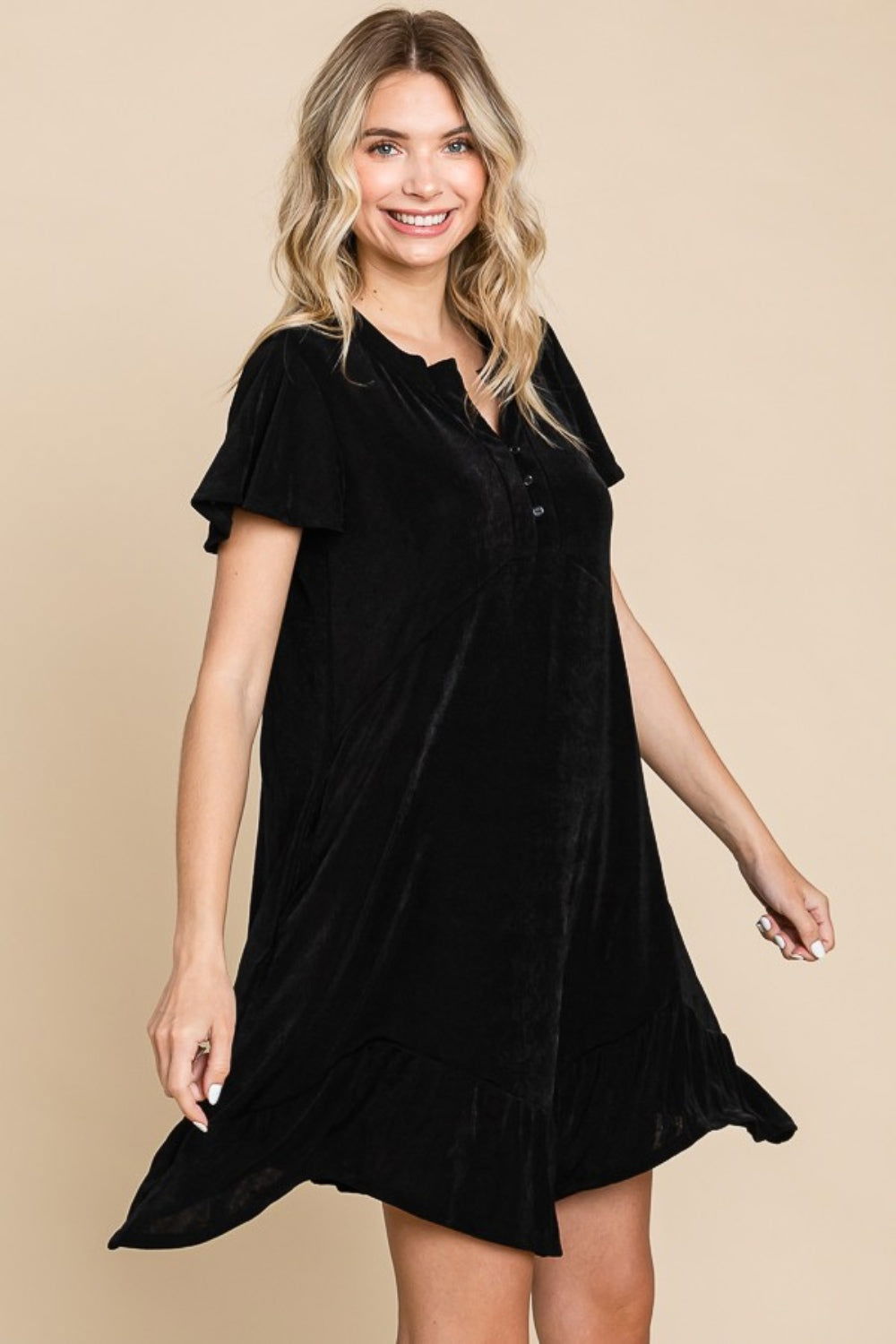 Culture Code Full Size Notched Short Sleeve Dress us.meeeshop - 