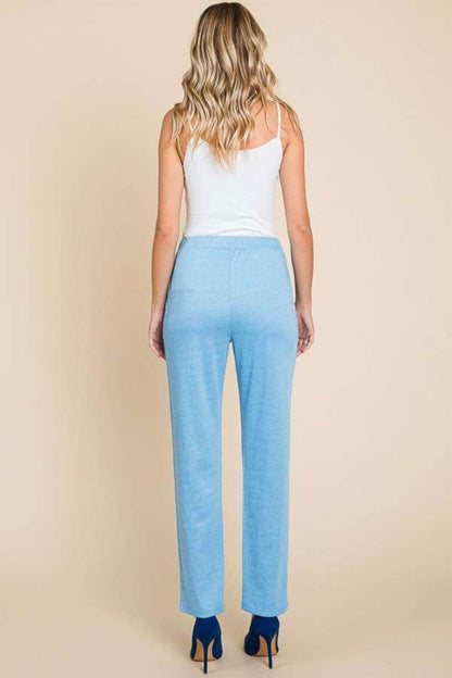 Culture Code Full Size Pin Tuck Detail Slim Pants In Blue us.meeeshop - 